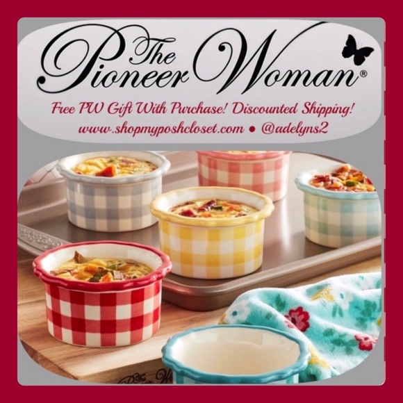 🍥🎉🪅 Host Pick 🌺 New Pioneer Woman 6 Gingham Novelty Farm Animals Ramekins - Picture 2 of 12